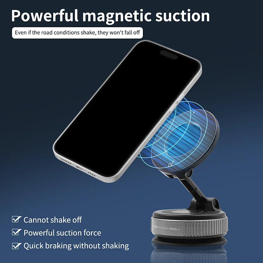 Car Mount Electric Vacuum Magnetic Holder Foldable Strong Suction Stand