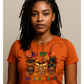 Happy HalloThanksmas Women’s Graphic Tee – Halloween, Thanksgiving & Christmas Afrocentric Design