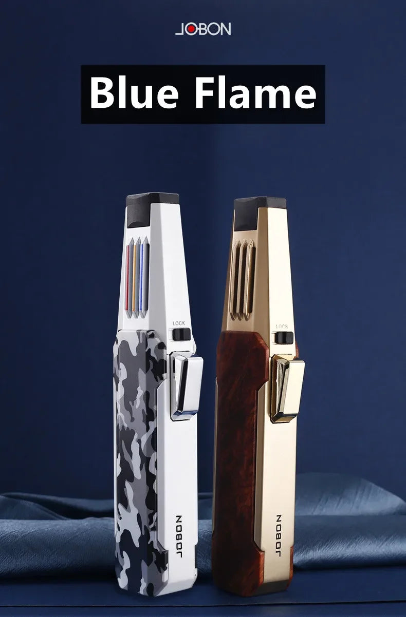 Hot JOBON outdoor wind turbine torch large spray gun metal blue flame direct butane gas lighter kitchen barbecue high-end gift