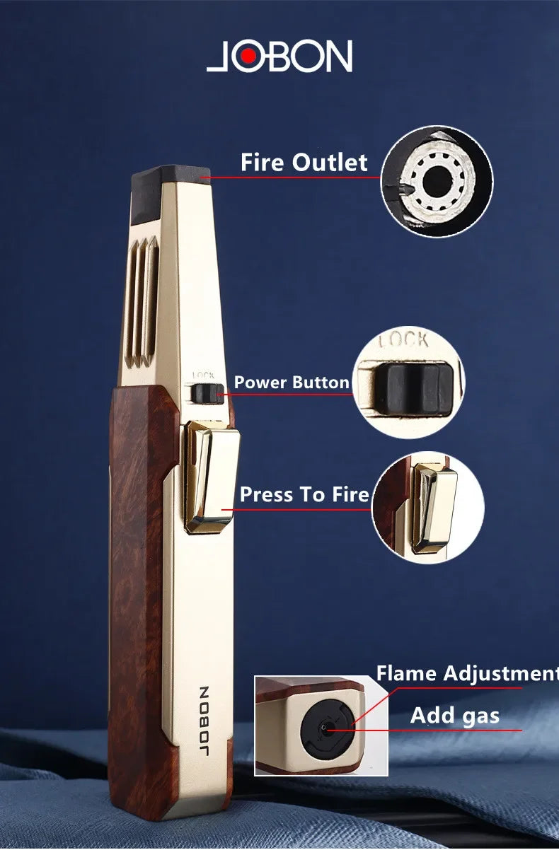 Hot JOBON outdoor wind turbine torch large spray gun metal blue flame direct butane gas lighter kitchen barbecue high-end gift