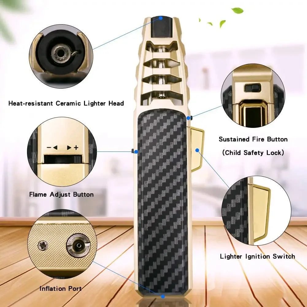 Hot JOBON outdoor wind turbine torch large spray gun metal blue flame direct butane gas lighter kitchen barbecue high-end gift